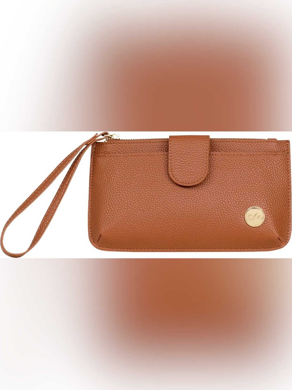 Women’s Tan Leather Wallet Wristlet - Versatile Everyday Bag